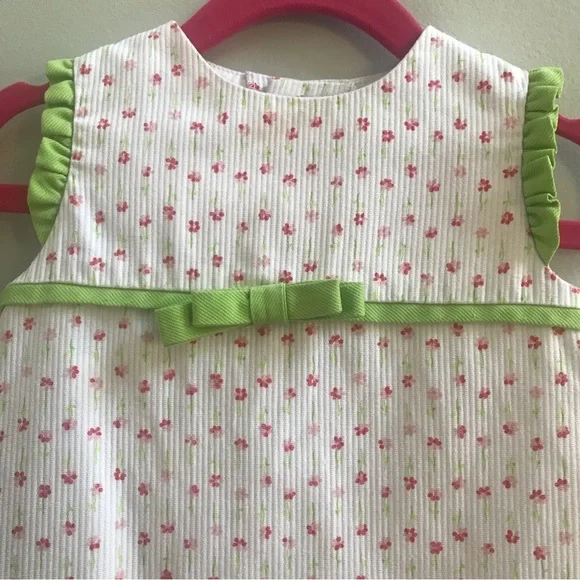 Luli & Me Green and White Floral Dress, Size 12 Months. - Picture 2 of 7